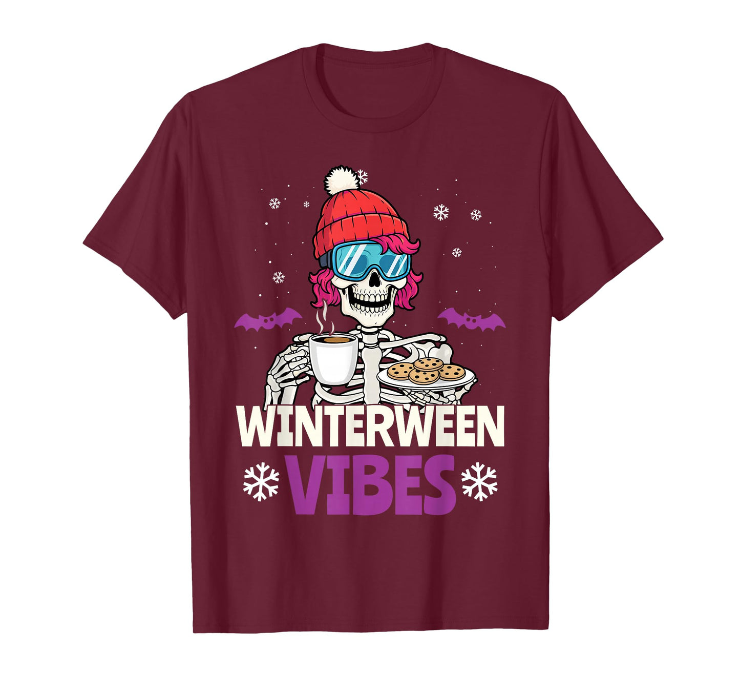 Winterween Vibes Winter Halloween Christmas Funny Skeleton T-Shirt