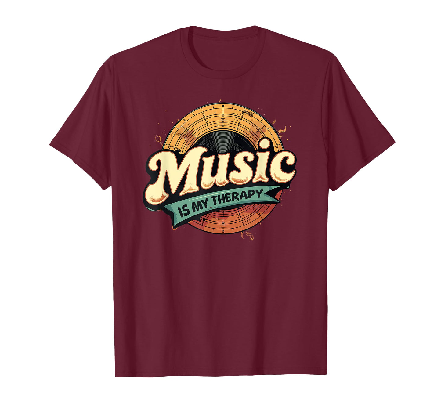 Music Is My Therapy Retro Music Lover T-Shirt
