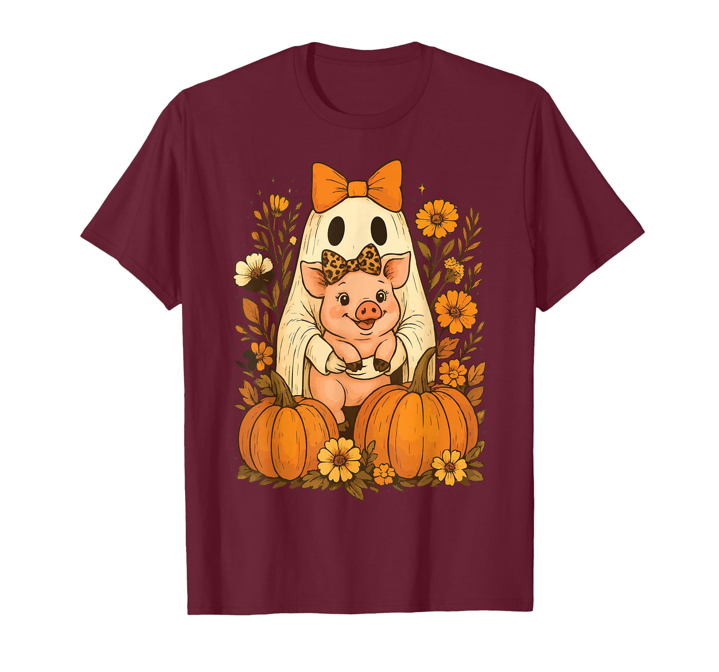 Pig Spooky Witch Boo Cute Pig Halloween Boys T-Shirt
