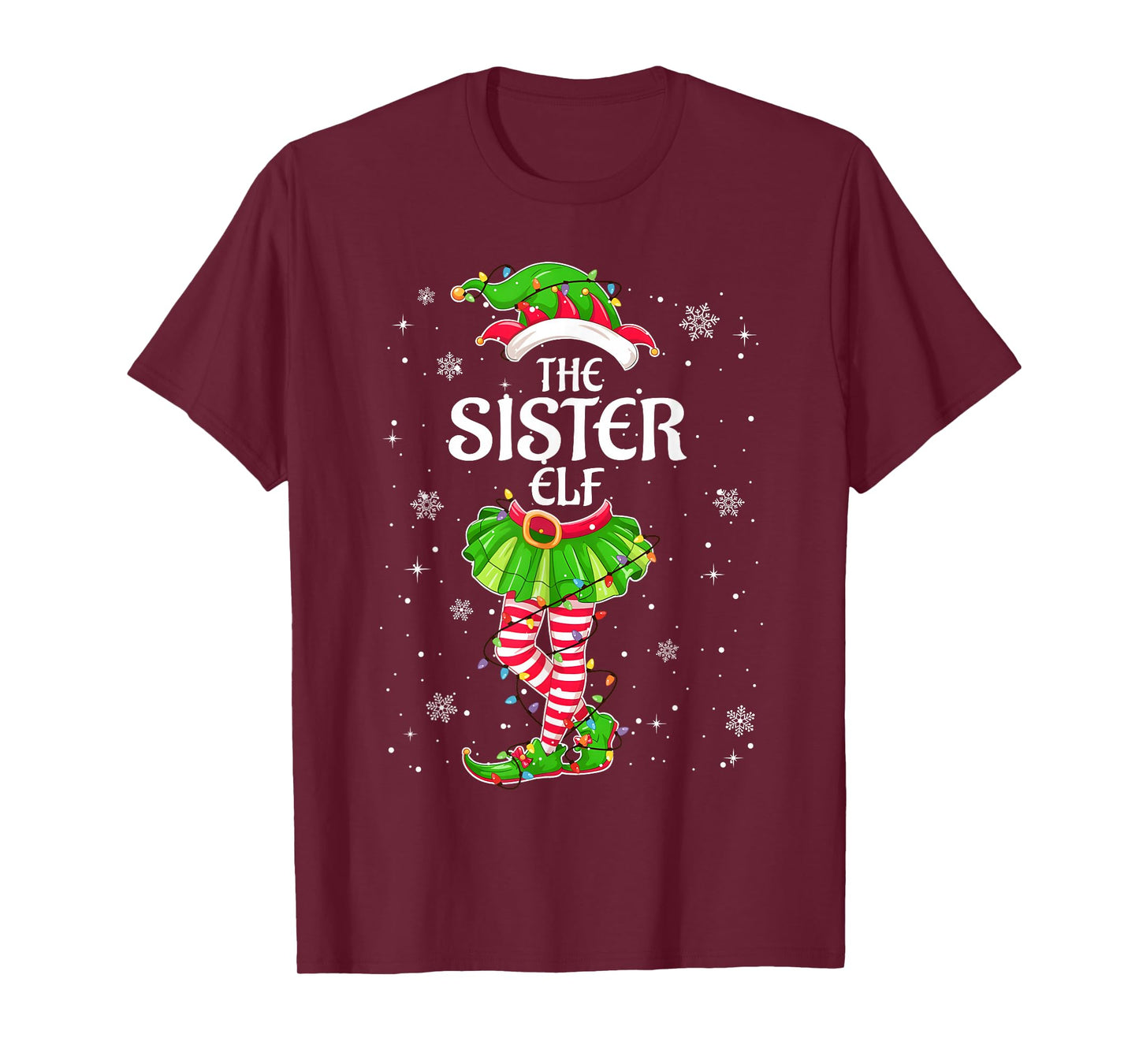 Funny The Sister Elf Family Matching Christmas Pajamas T-Shirt