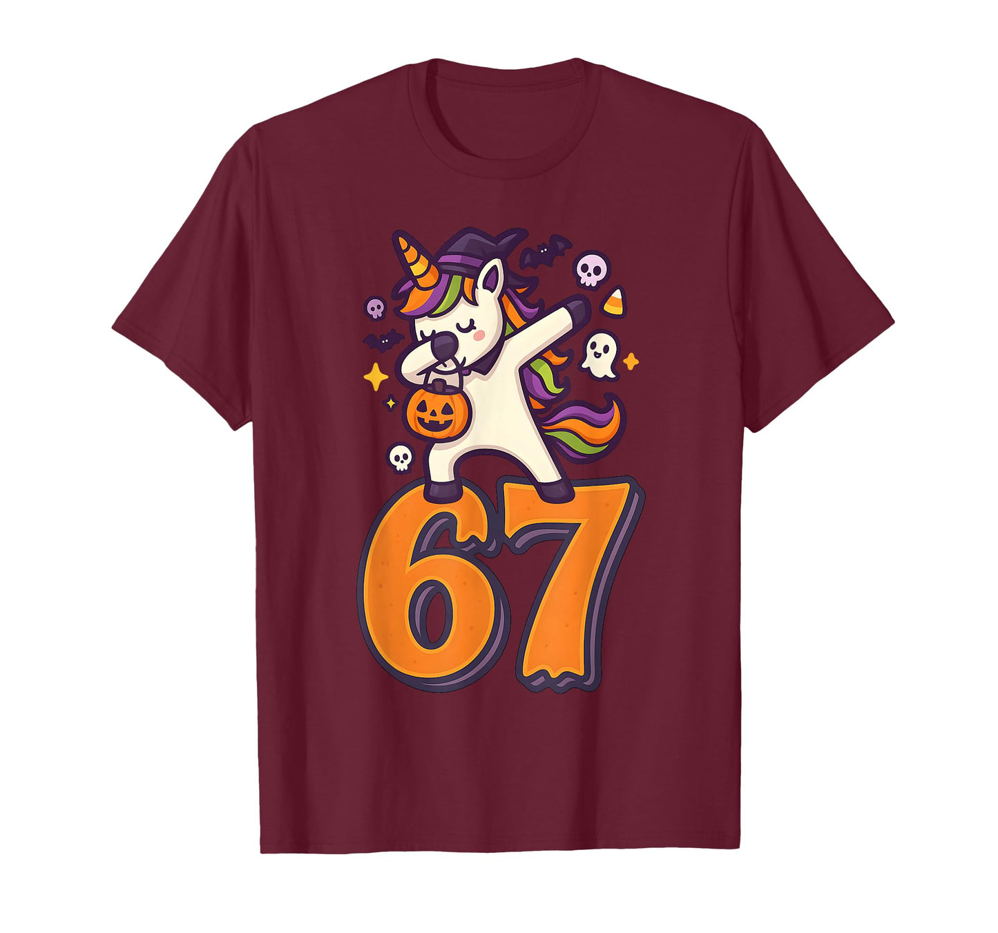 67 Halloween Unicorn Brainrot Meme Six Seven Girl's Women's T-Shirt