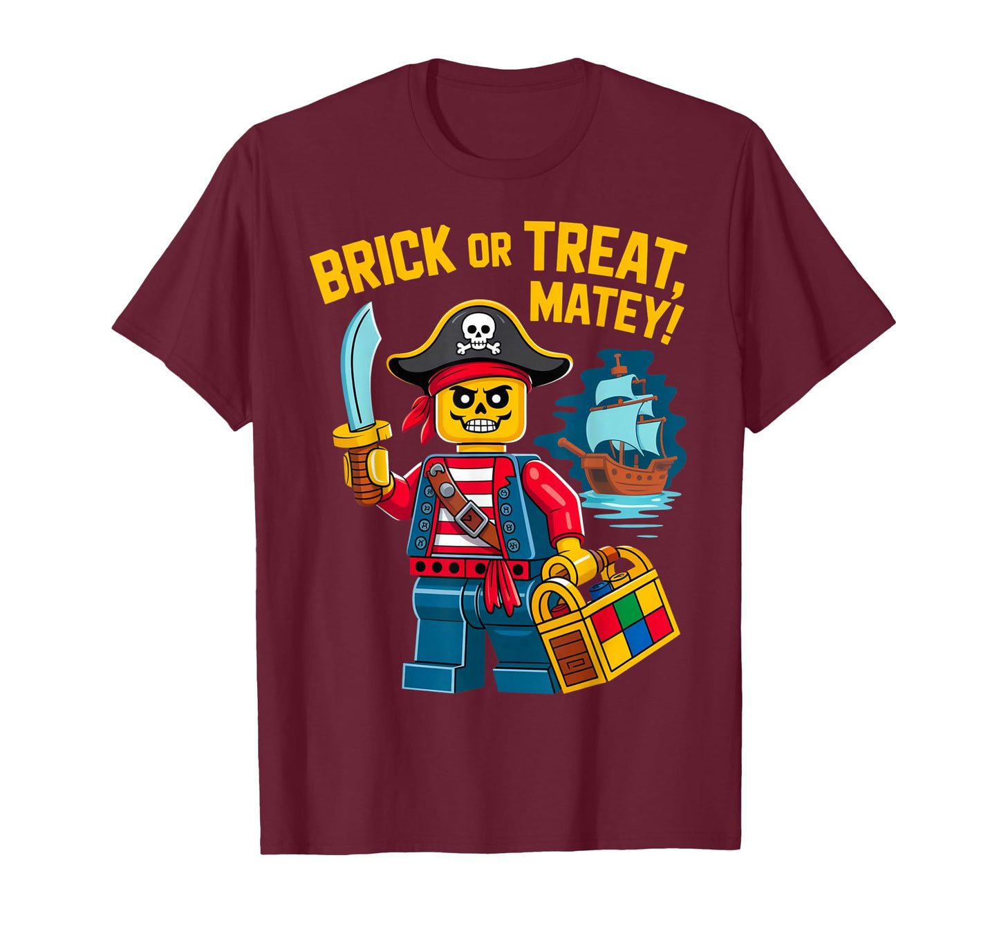 Halloween Bricks Pirate Skeleton Builder Blocks Building Toy T-Shirt