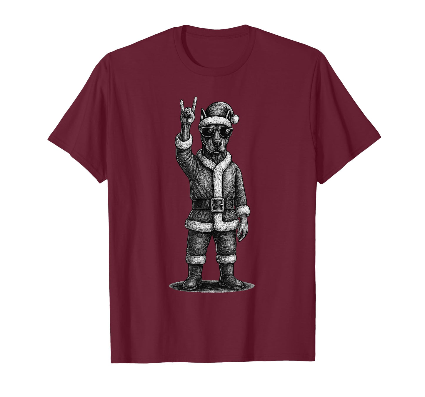 Doberman Pinscher Rock Music Christmas Dog Lover T-Shirt