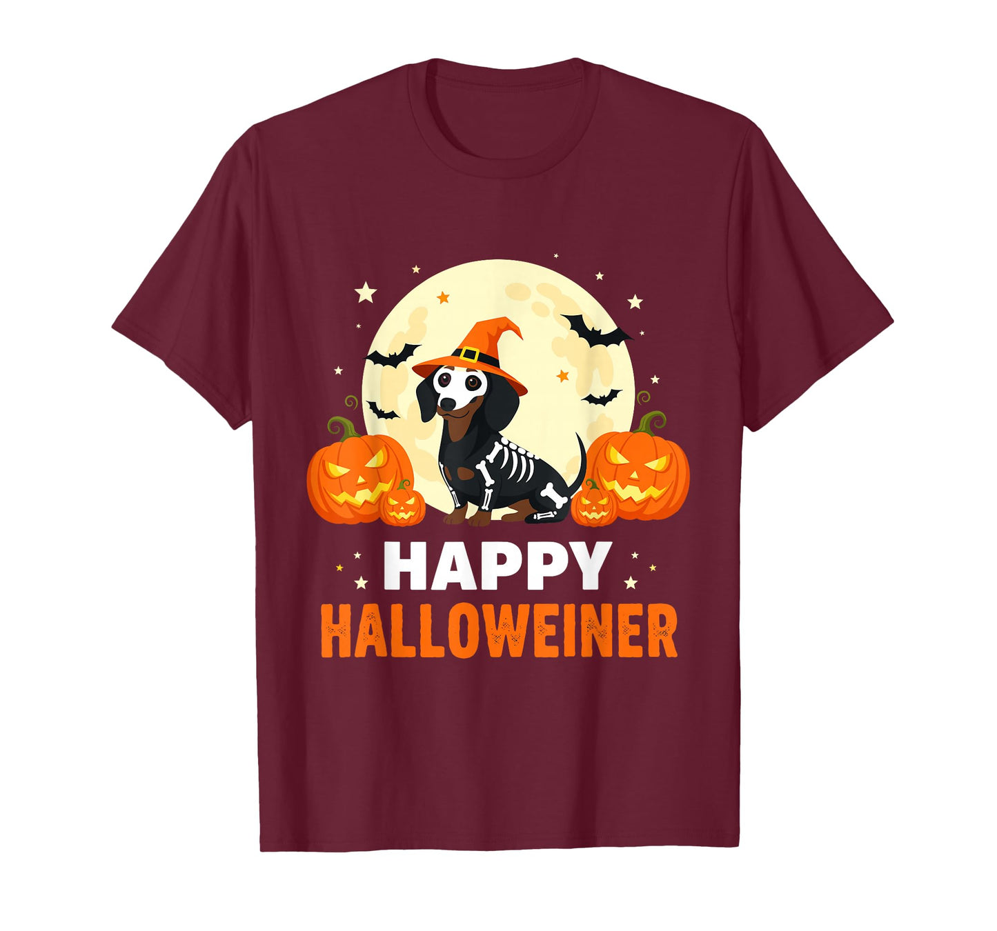 Happy Halloweiner Funny Halloween Dachshund Witch Skeleton T-Shirt