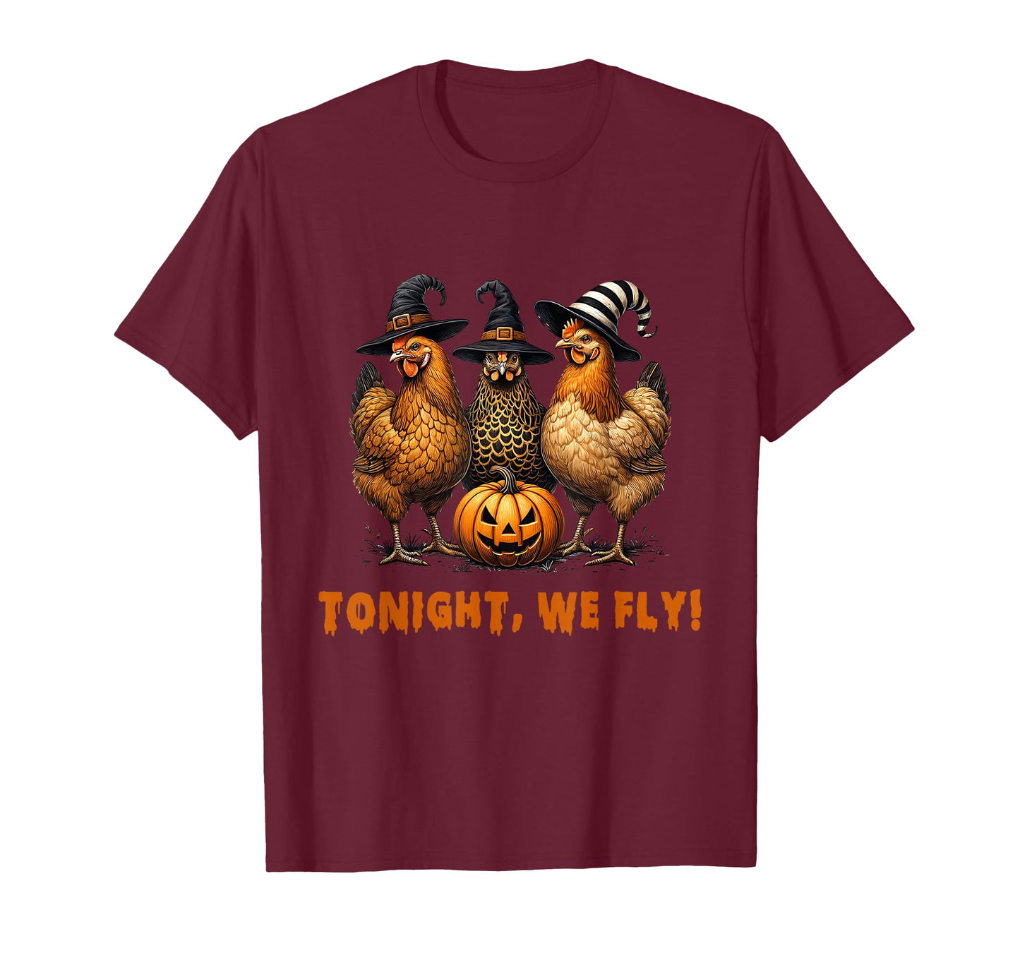 Retro Witchy Tonight We Fly Funny Chicken Lovers Halloween T-Shirt