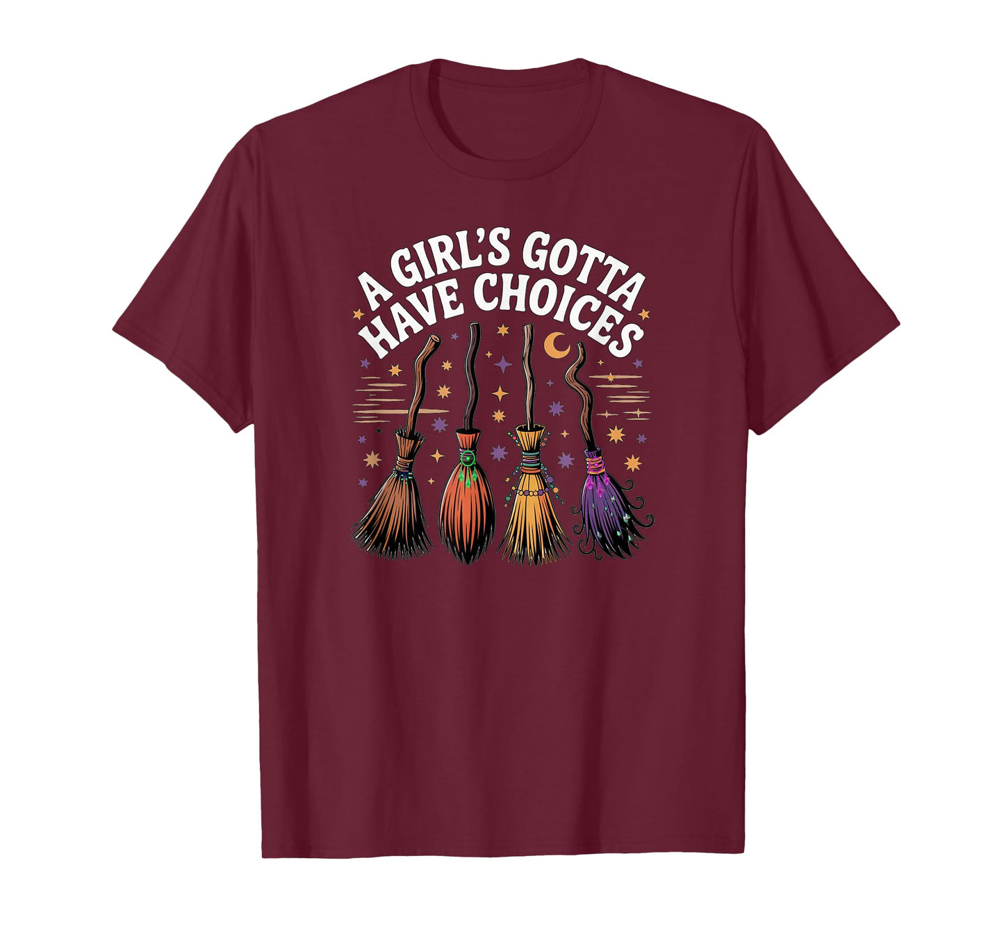 Witch Flying Brooms Cute Girls, and Womens Halloween T-Shirt