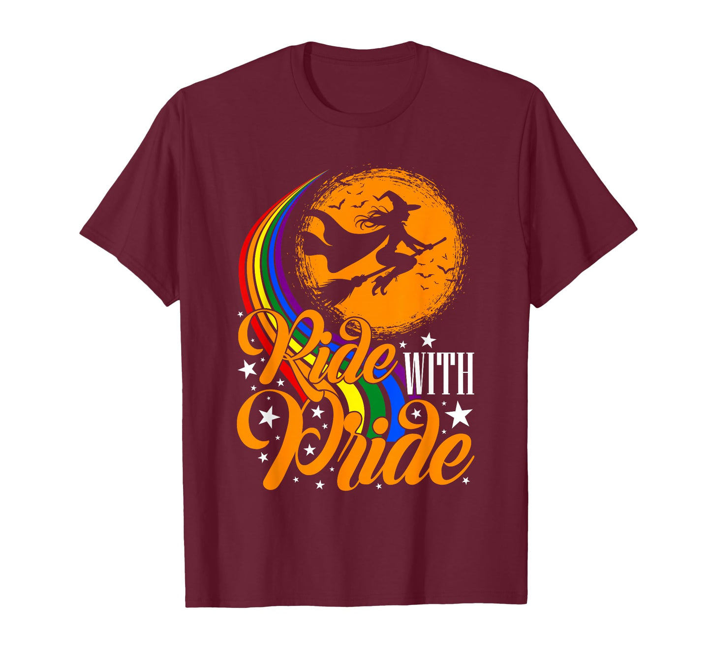 Ride with Pride LGBTQ Gay Lesbian Witch Halloween Costume T-Shirt