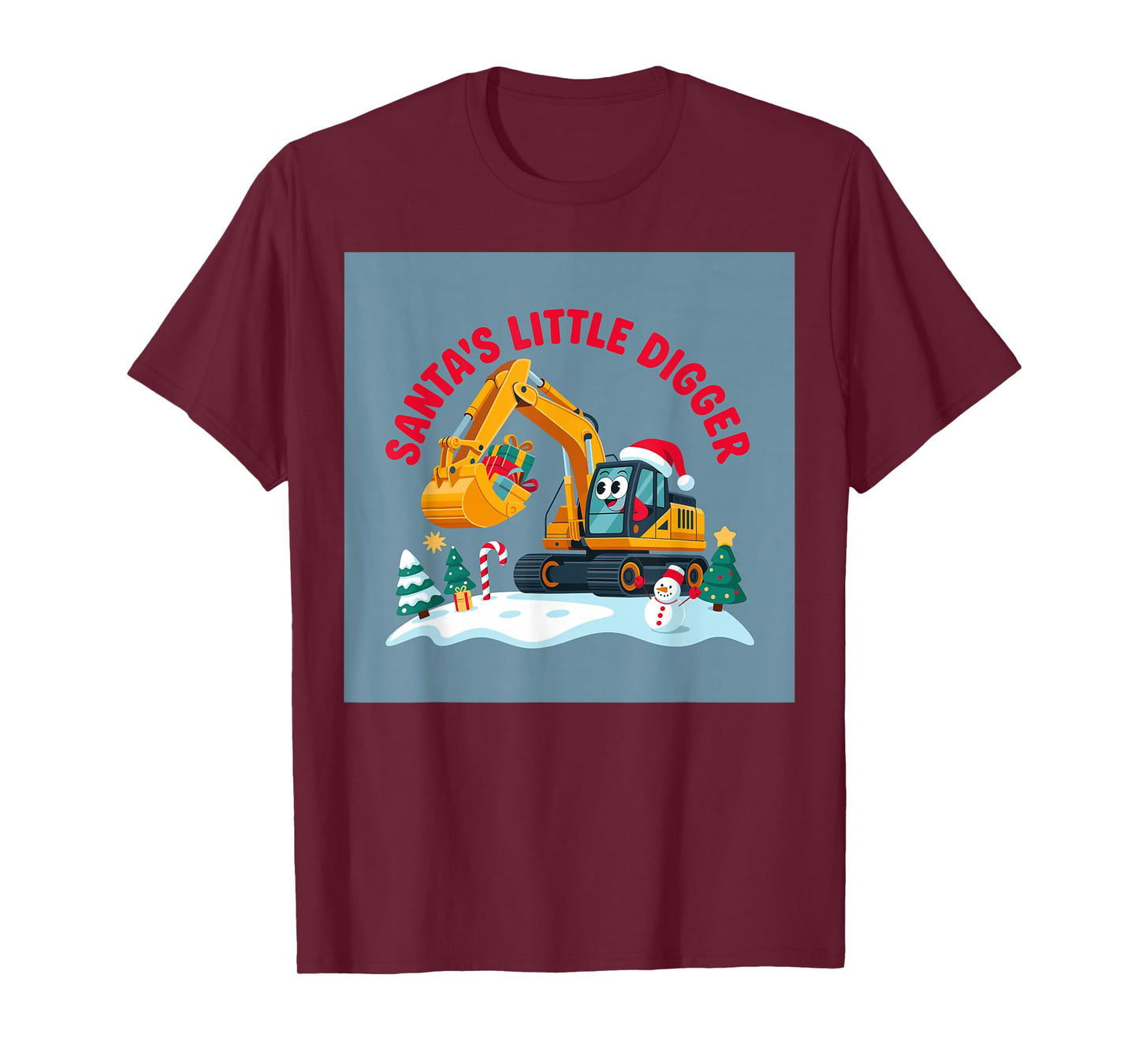 Christmas Excavator Santa Digger Snow Cute Holiday Design T-Shirt