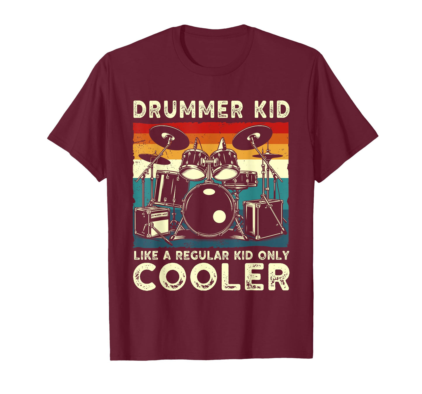 Drummer kid drum set drummer drumming art for Boys Girls Kid T-Shirt