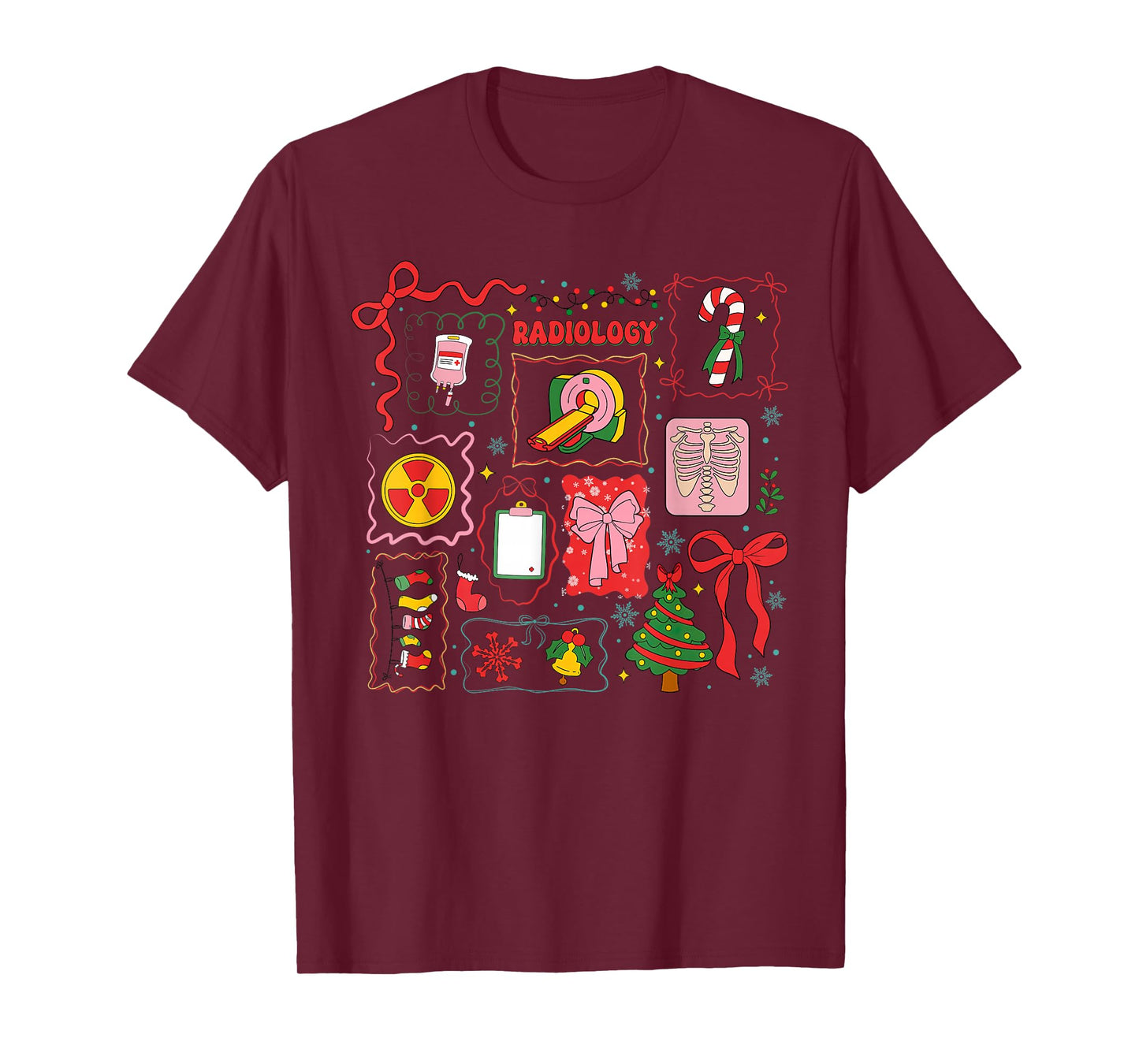 Radiology Christmas Coquette Bow X-Ray Tech Radiology Xmas T-Shirt