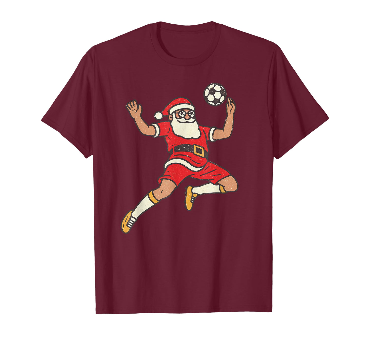 Santa Playing Soccer Christmas Vintage Funny Xmas Holiday T-Shirt