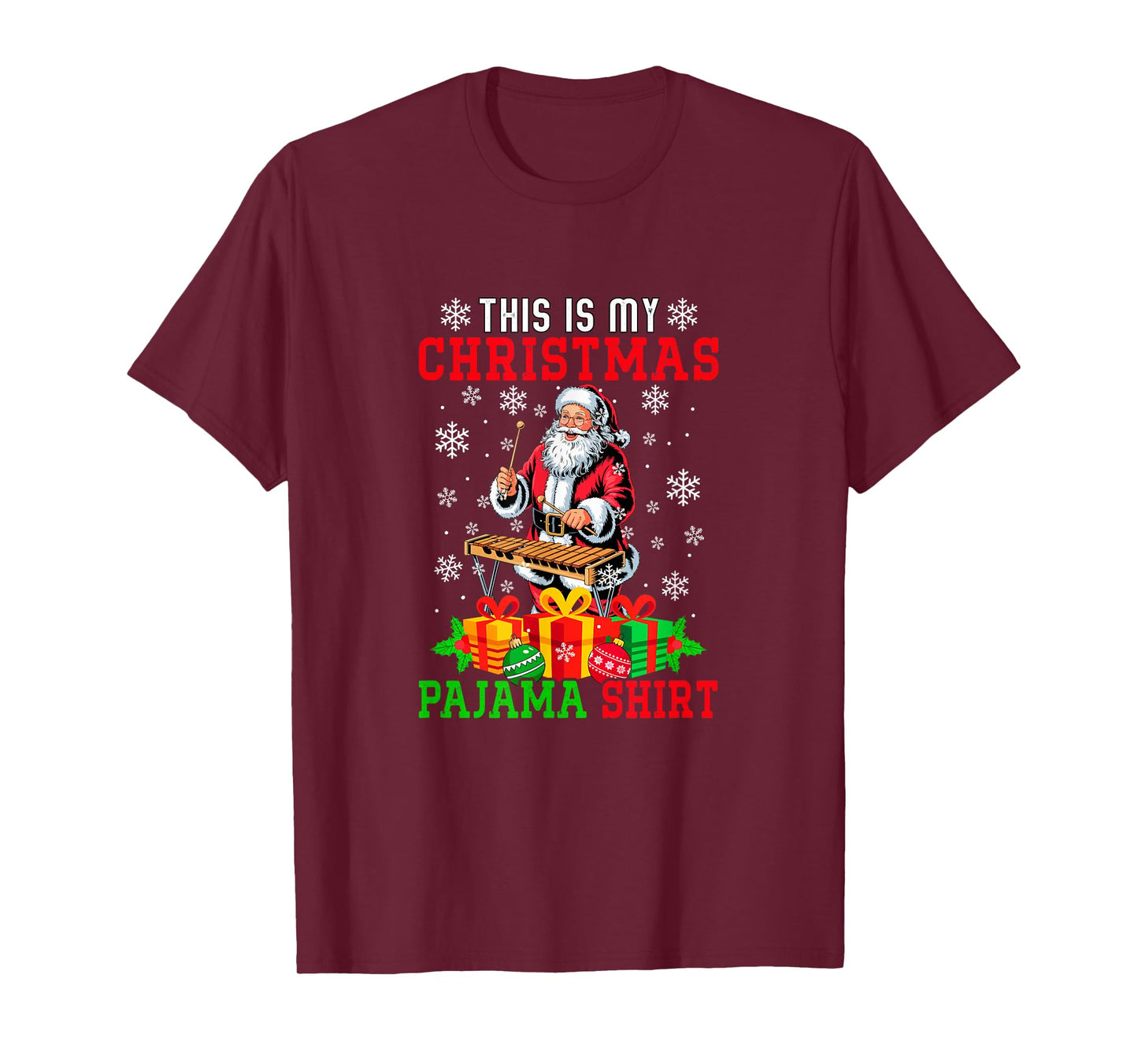 My Christmas Pajama Shirt Santa Playing Xylophone Instrument T-Shirt