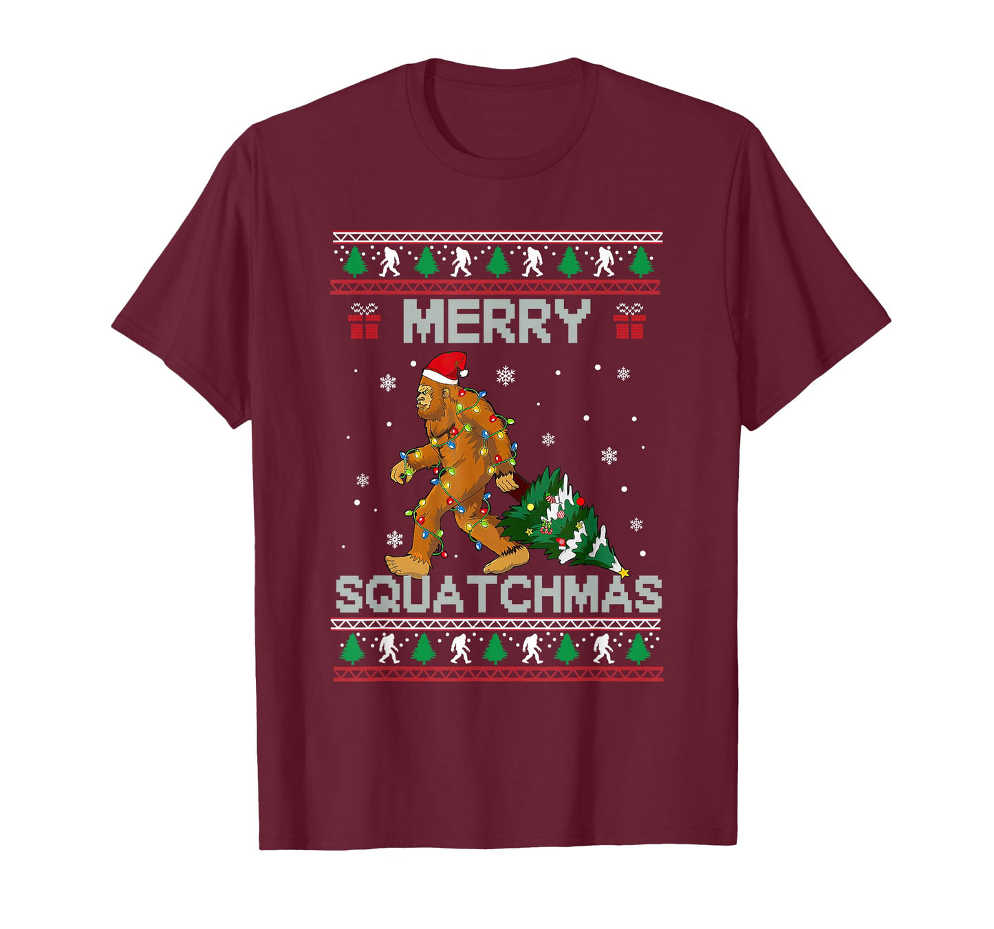 Merry Squatchmas Santa Claus Funny Sasquatch Ugly Christmas T-Shirt