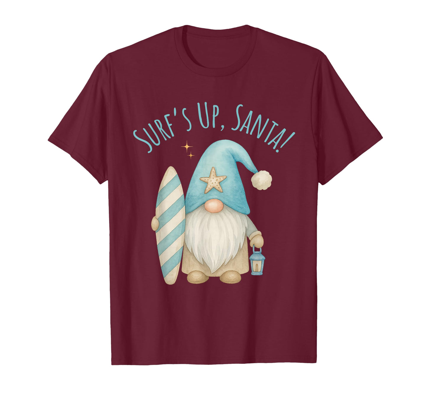 Surf's Up Santa Funny Christmas Gnome T-Shirt