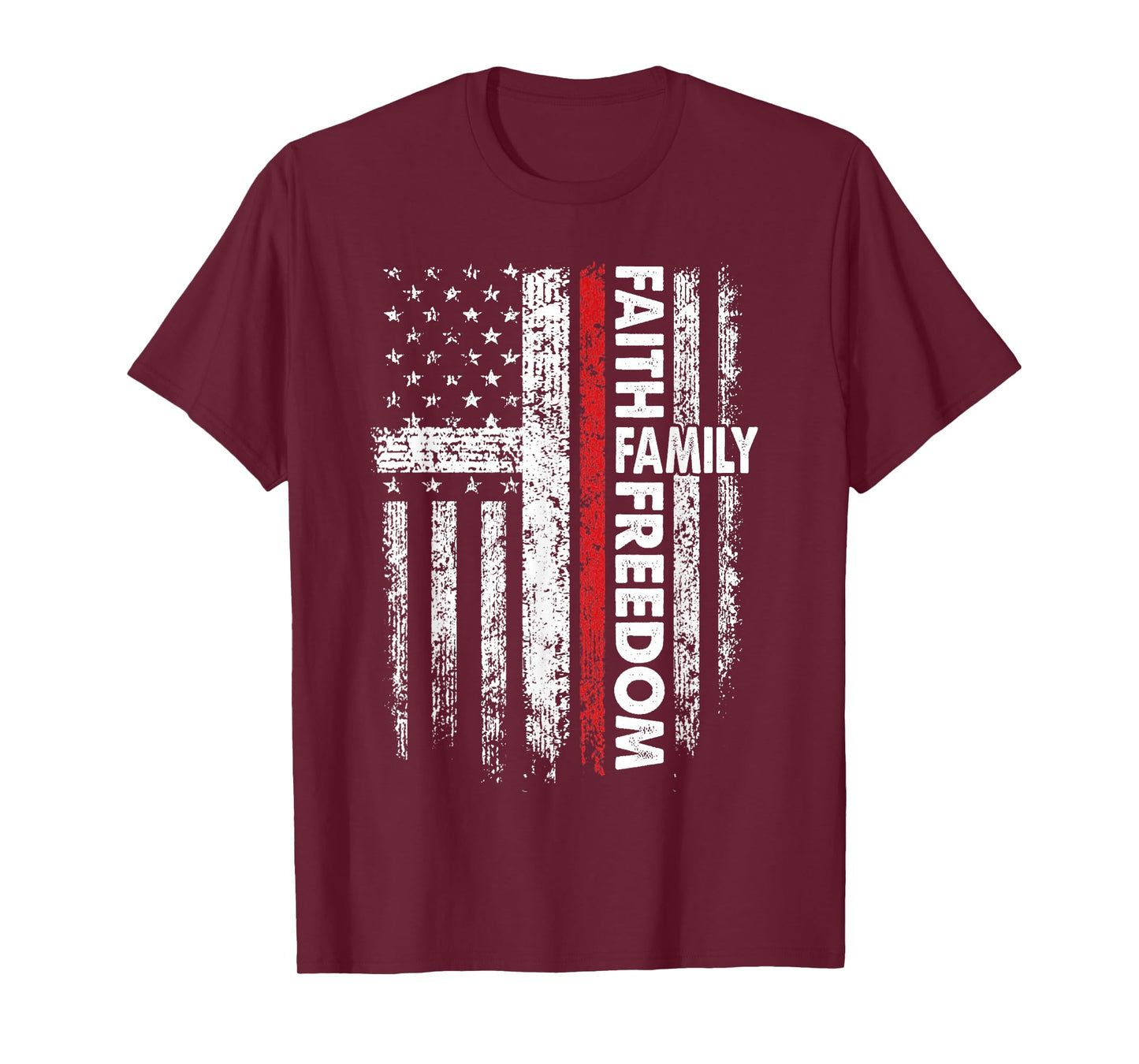 Faith Family Freedom Patriotic Christian Vintage USA Flag T-Shirt