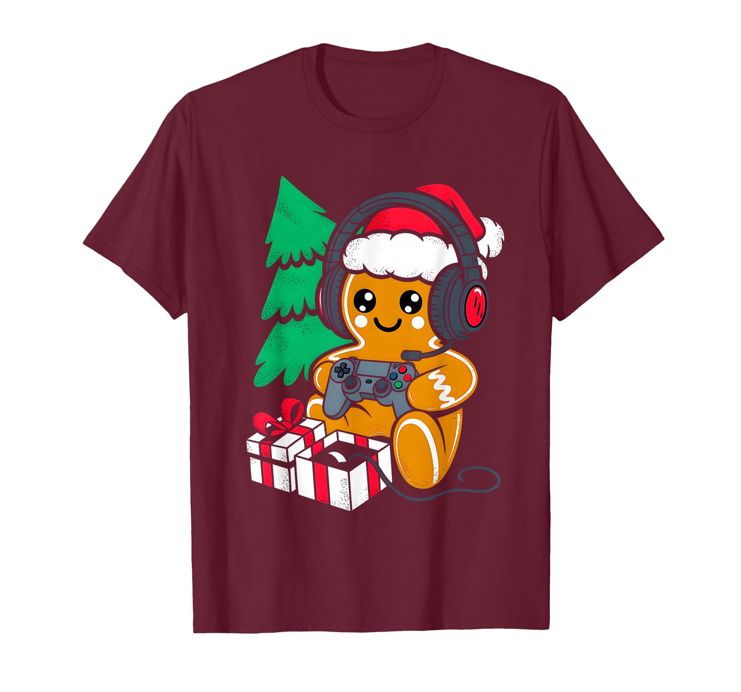 Funny Christmas Gamer Gingerbeard Xmas Gaming Men Boys Kids T-Shirt