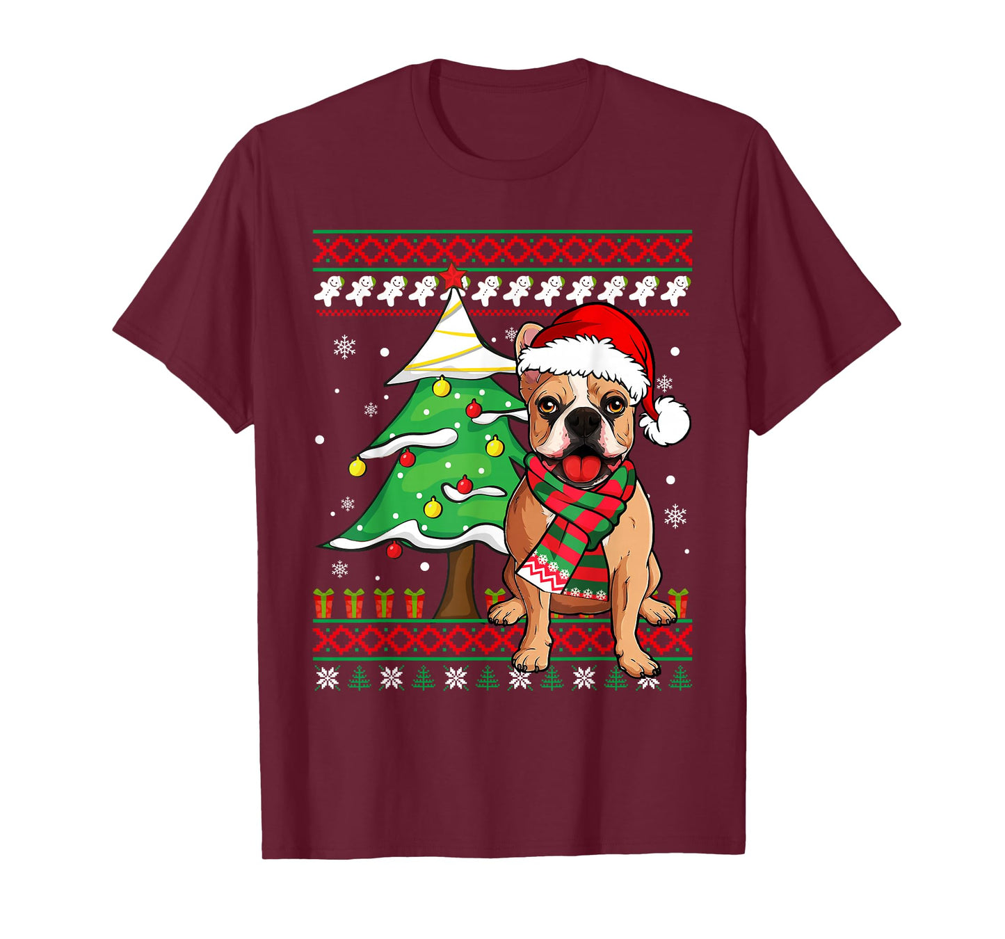 French Bulldog Santa Christmas Ugly Sweater Bulldog Lover T-Shirt