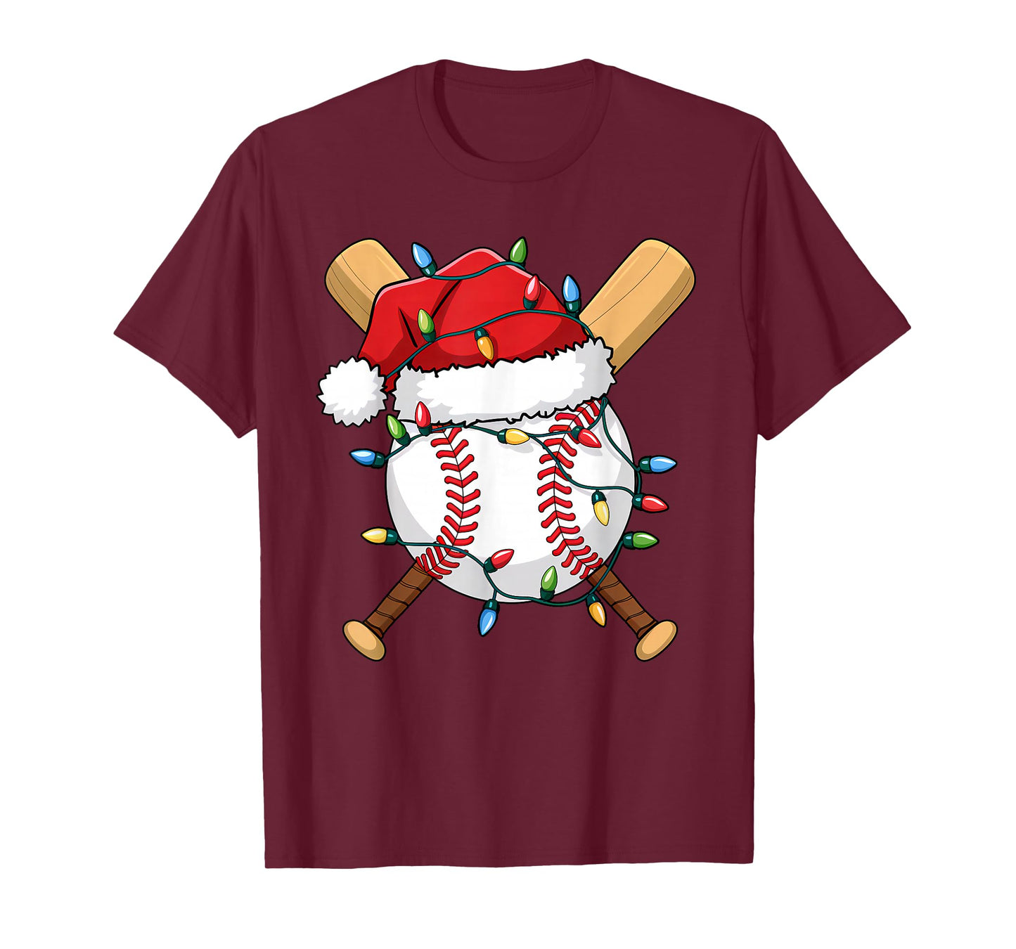 Santa Sports Design for Men Boys Christmas Baseball Player T-Shirt