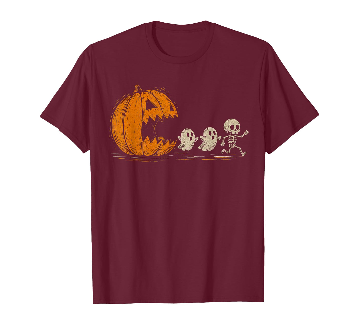 Gamer Gaming Pumpkin Eating Ghost Skeleton Halloween Costume T-Shirt
