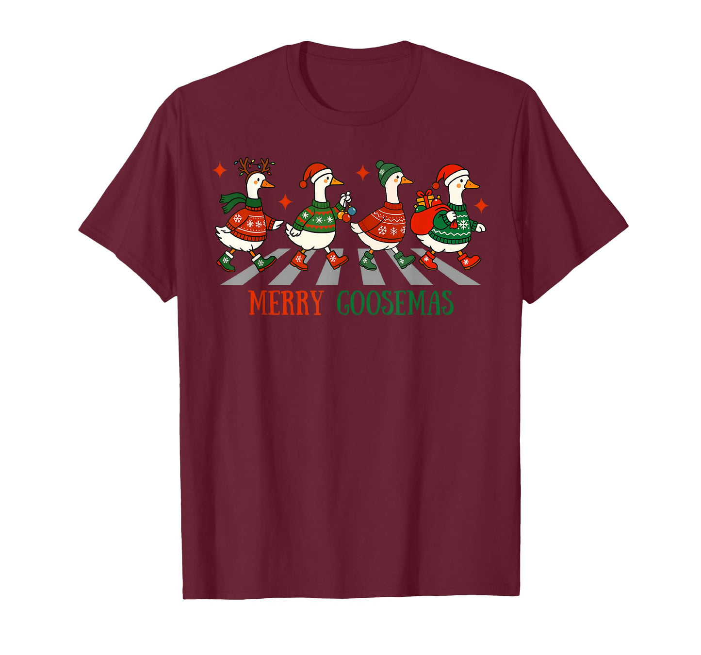 Retro Goose Santa Christmas Cute Merry Goosemas Xmas Holiday T-Shirt