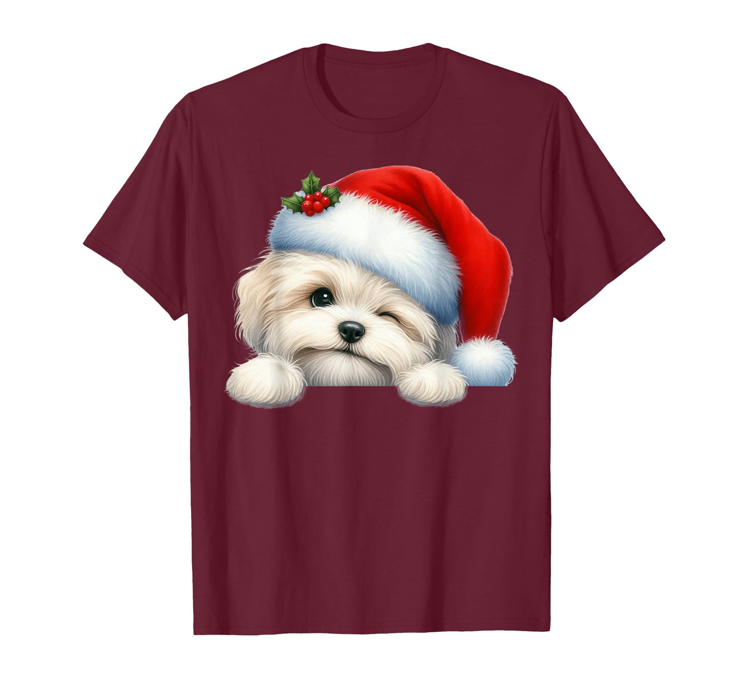 Havanese Dog Christmas Santa Hat Dog Mom Dad T-Shirt