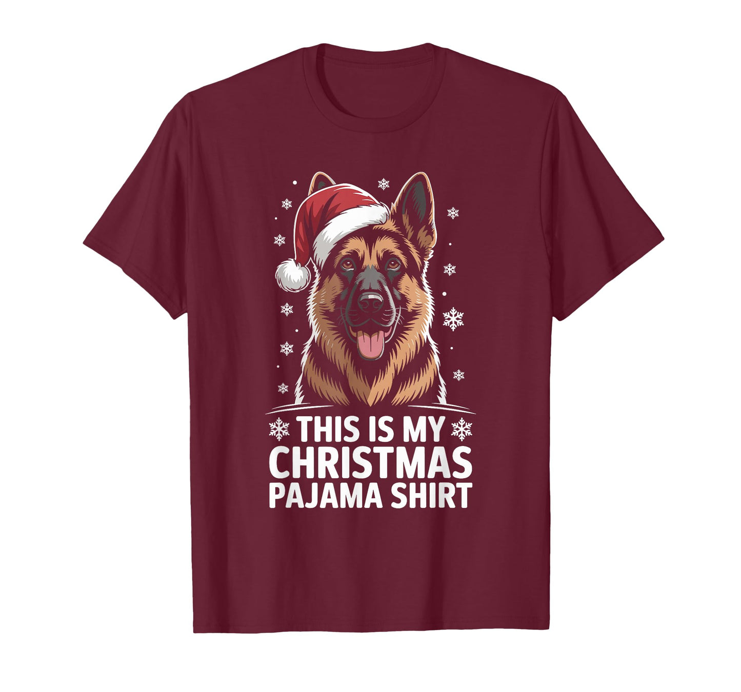 German Shepherd Santa Hat Christmas Dog Holiday Humor T-Shirt