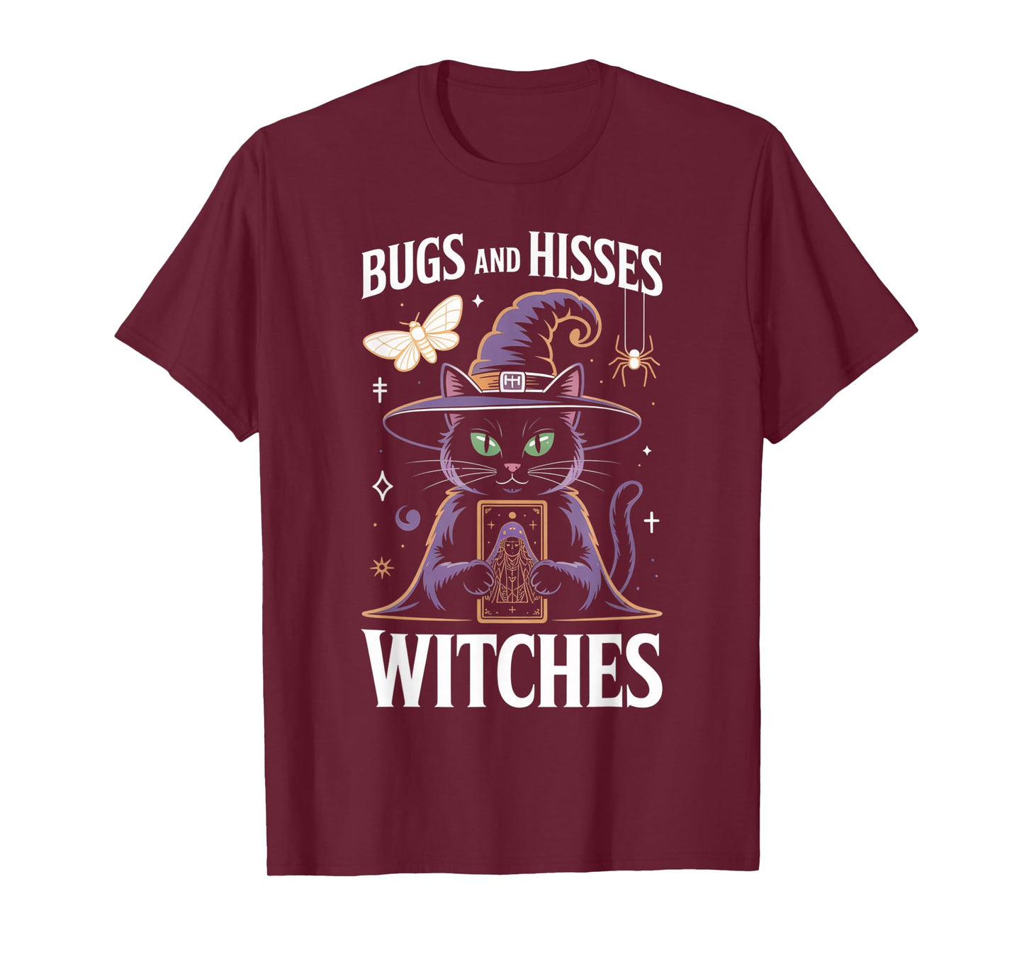 Bugs and Hisses Witches Tarot Cat Occult Mystical Apparel T-Shirt
