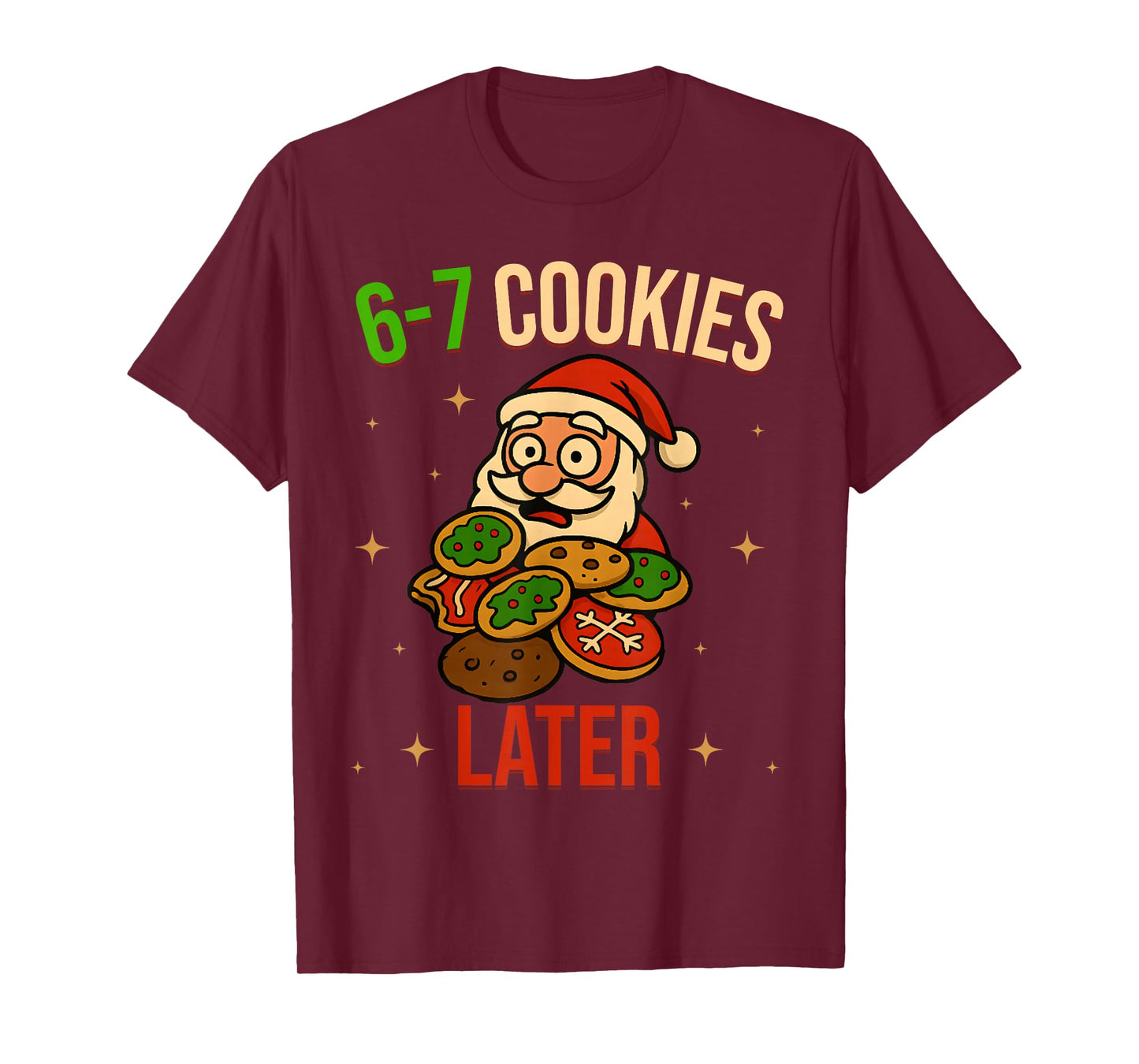 67 Christmas Santa Eating Cookie Funny Six Seven Boys Kids T-Shirt