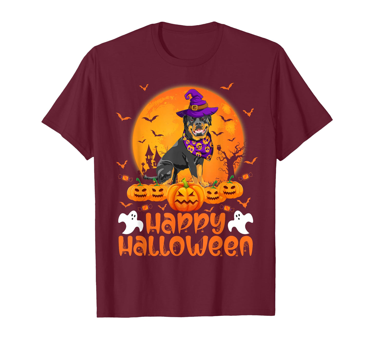 Vintage Pumpkin Rottweiler Shirt Witch Rottie Dog Halloween T-Shirt