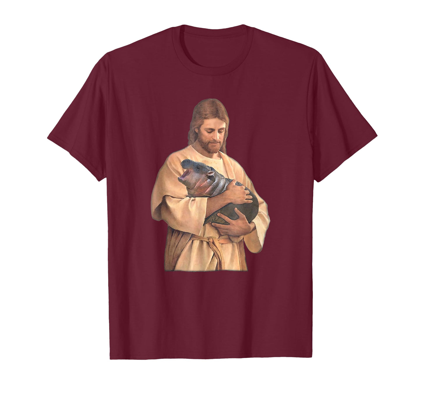 Jesus Loves Moo Deng Bouncy Pig Cute Baby Hippo Meme T-Shirt