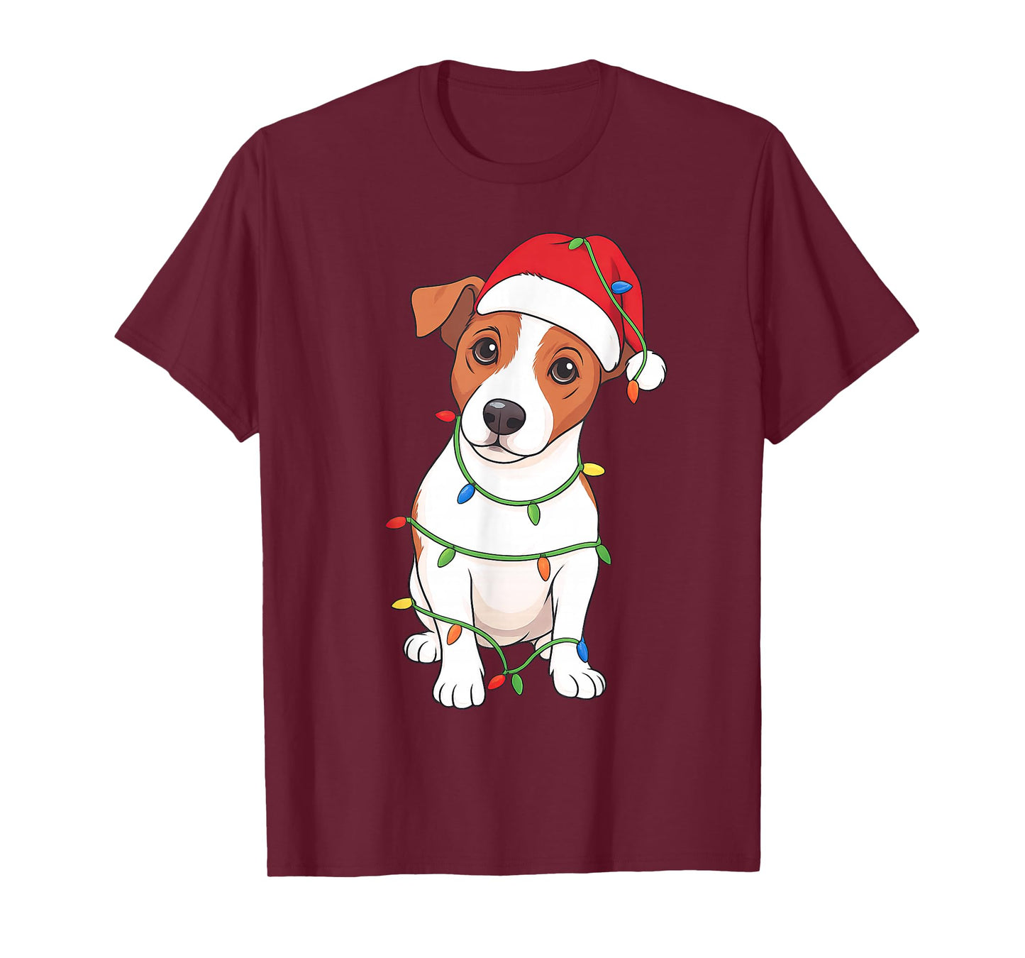Jack Russell Terrier Christmas Tree Lights Holiday Dog Lover T-Shirt