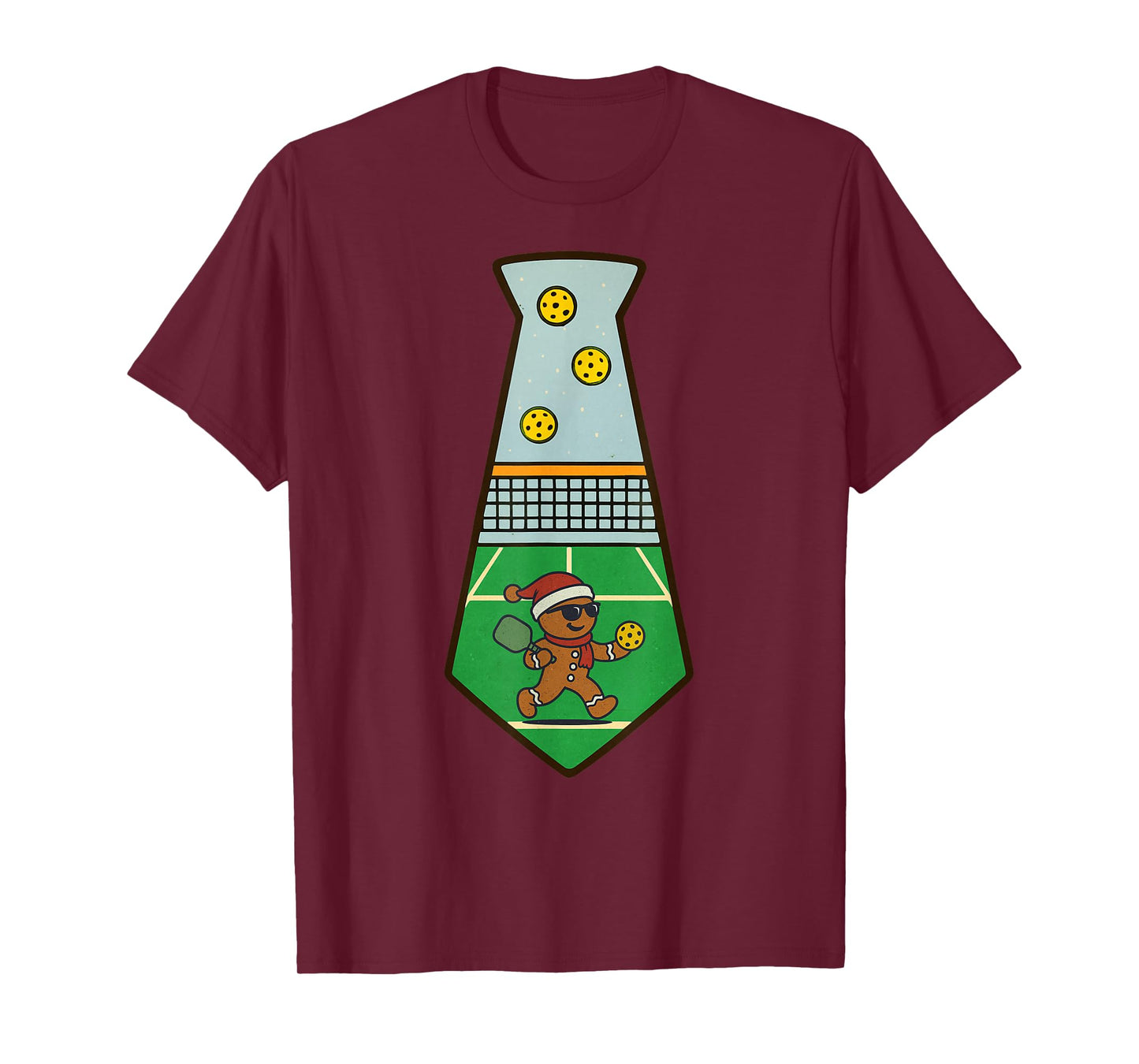 Gingerbread Playing Pickleball Christmas Vintage Funny Xmas T-Shirt