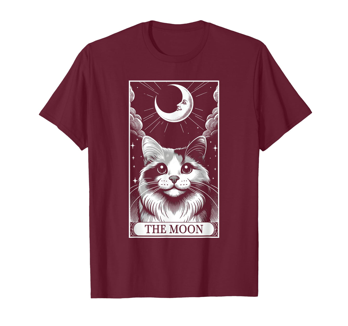 Tarot Card Vintage Crescent Moon Calico Cat Mom Cat Lovers T-Shirt for Men Women Kids