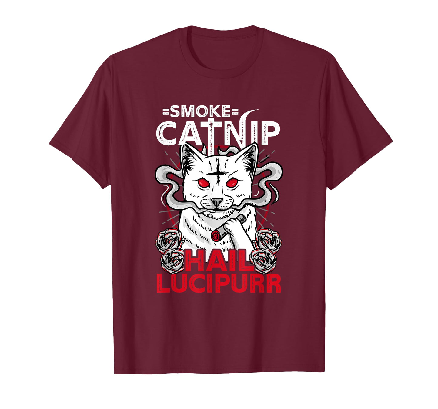Smoke Catnip Hail Lucipurr l Satanic Occult Cat Men Women T-Shirt