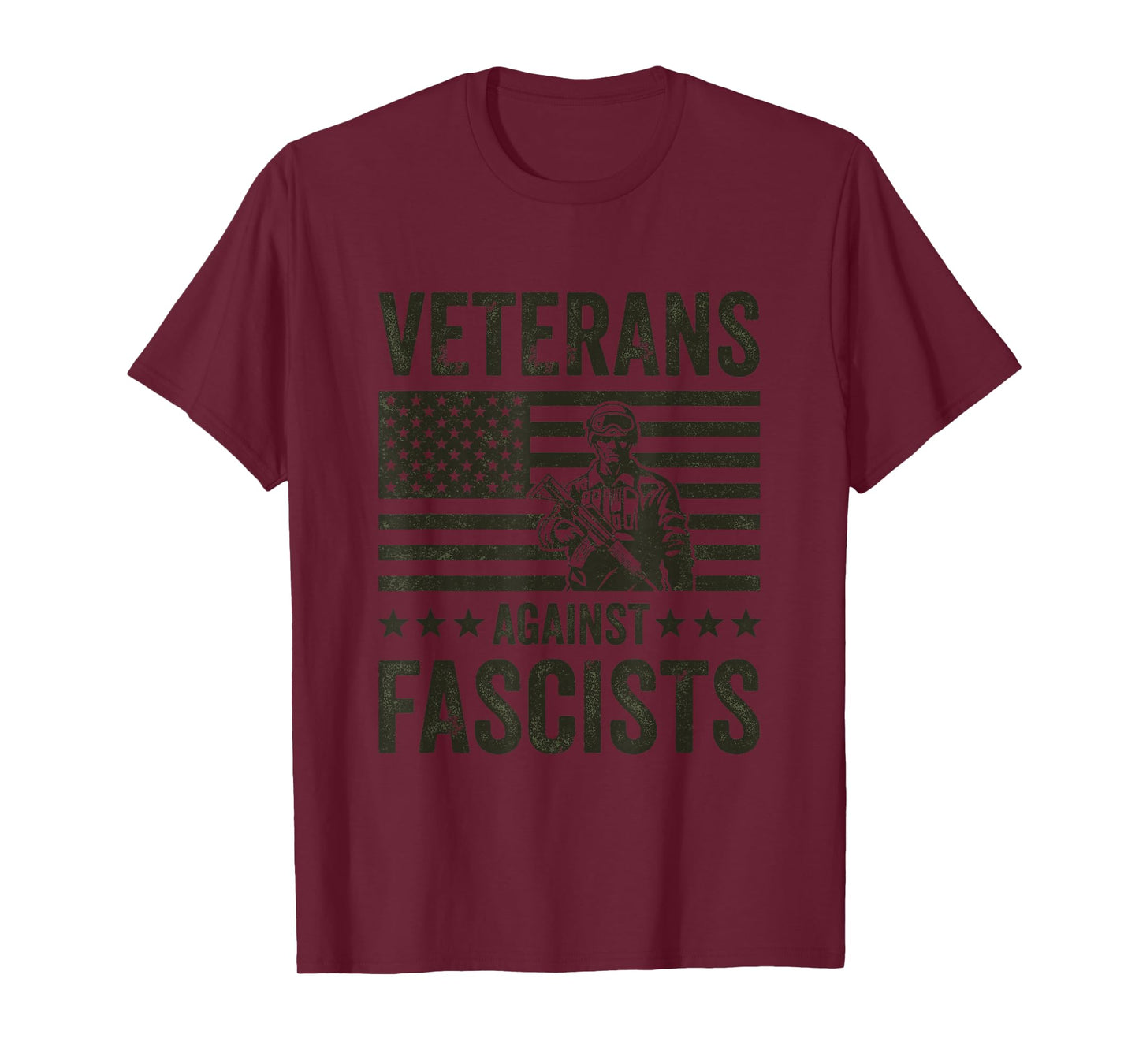 Veterans Against Fascists Vintage Patriotic Soldier US Army T-Shirt