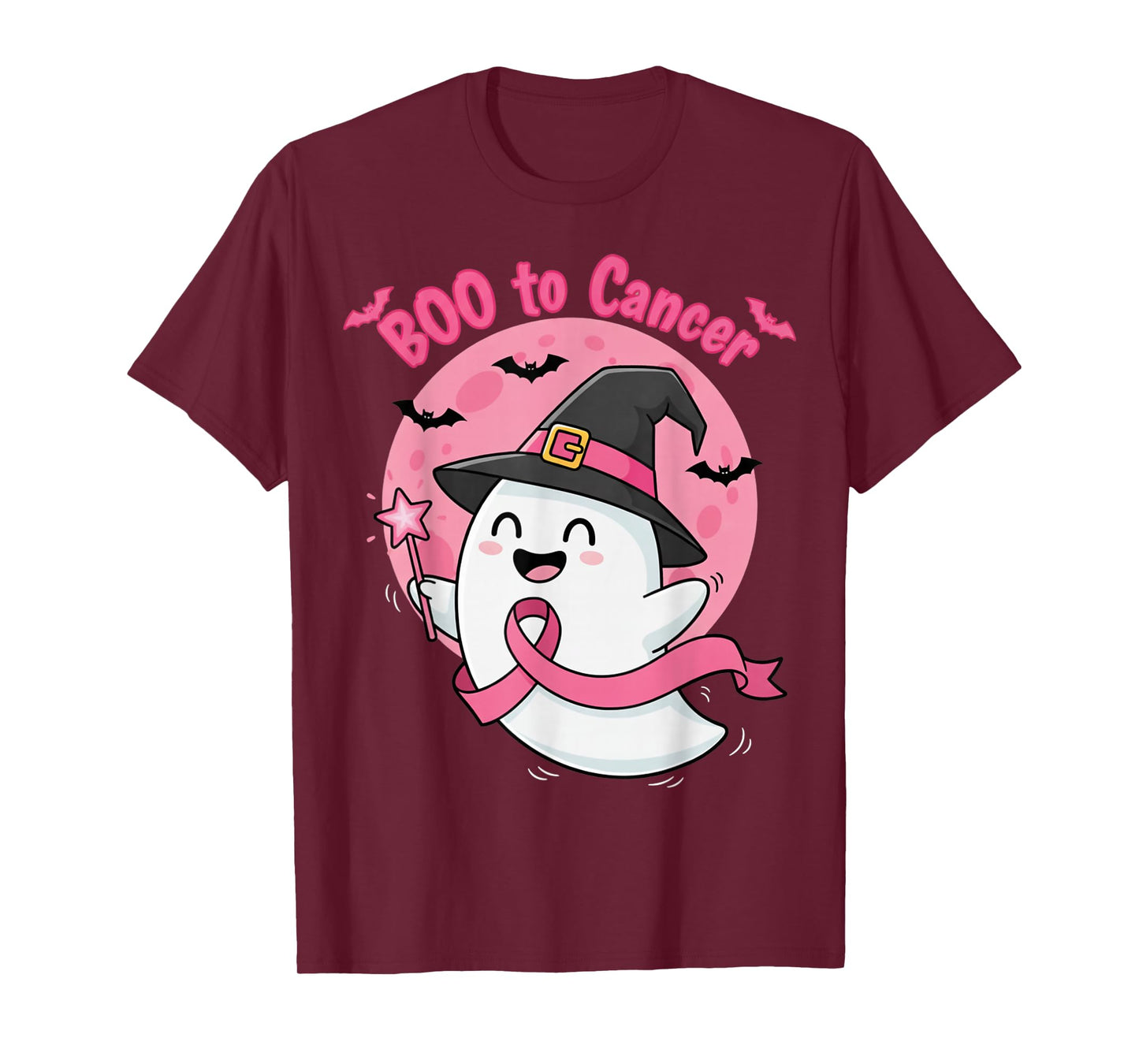 Boo to Cancer Cute Ghost Halloween Breast Cancer Awareness T-Shirt