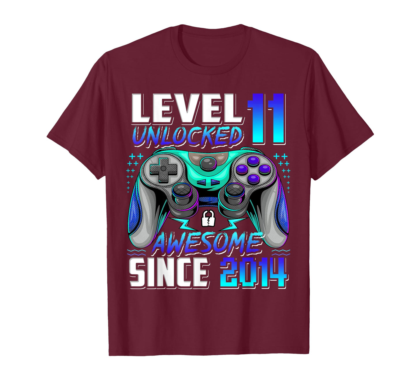 Level 11 Unlocked Awesome Since 2014 11th Birthday Gaming T-Shirt