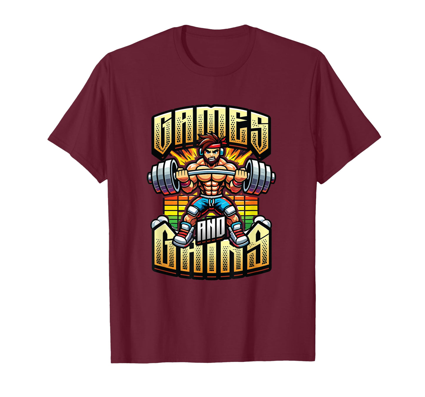 Games And Gains Gym Workout Fitness Enthusiast Gamer T-Shirt