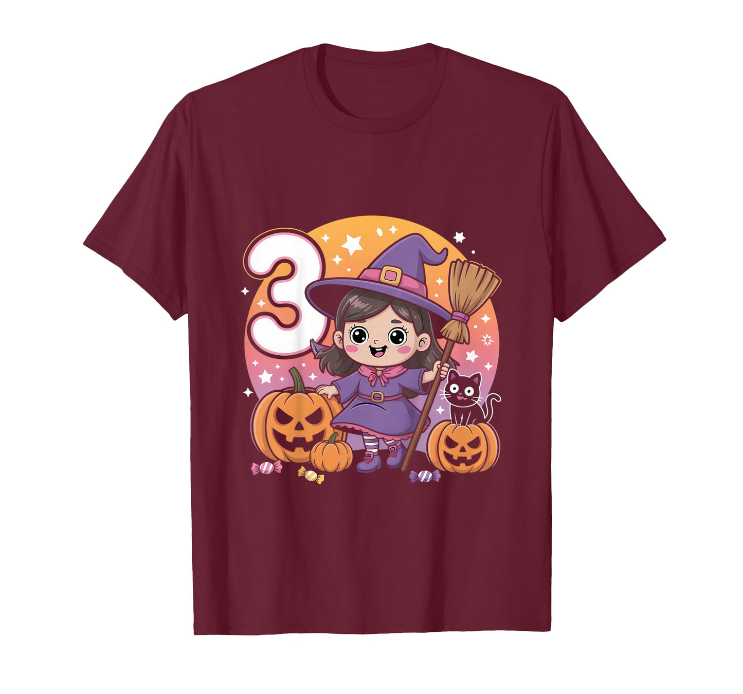 3rd Birthday Girl Little Witch Halloween Party Shirt T-Shirt