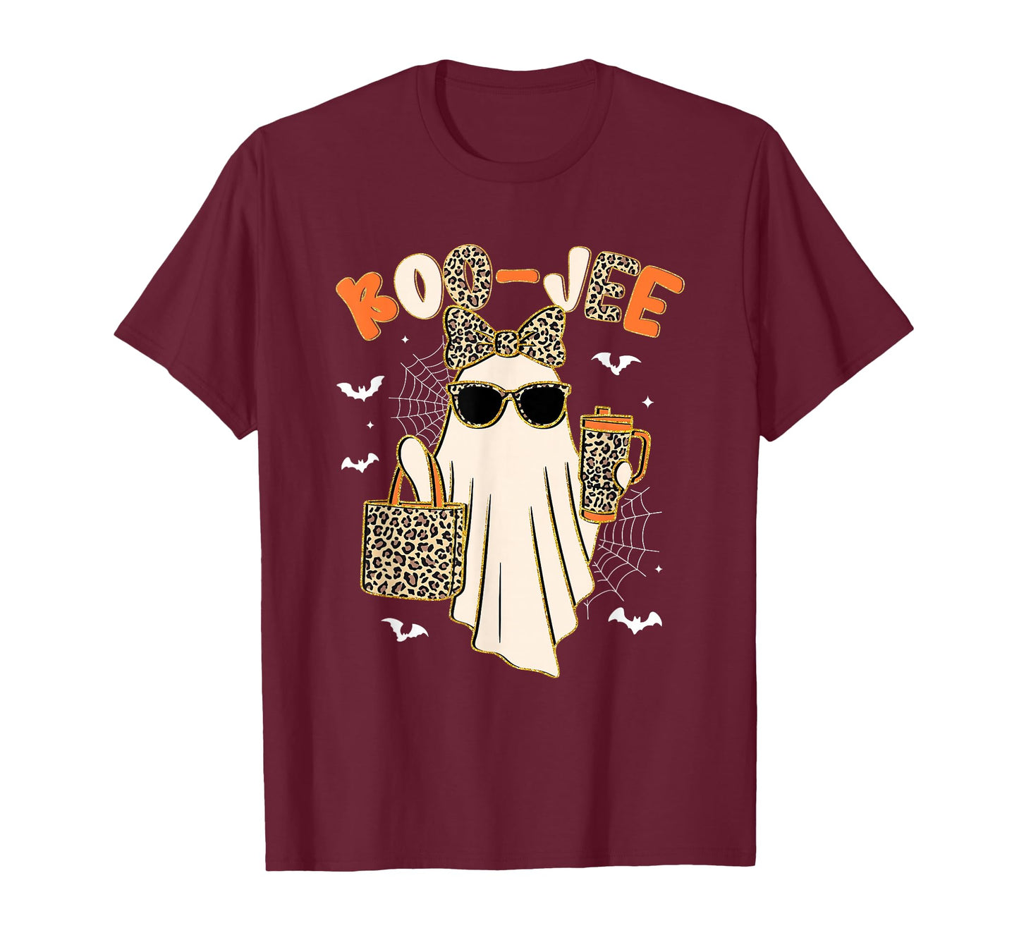 Coquette Leopard Ghost Coffee Boo-JEE Halloween Boujee Ghost T-Shirt