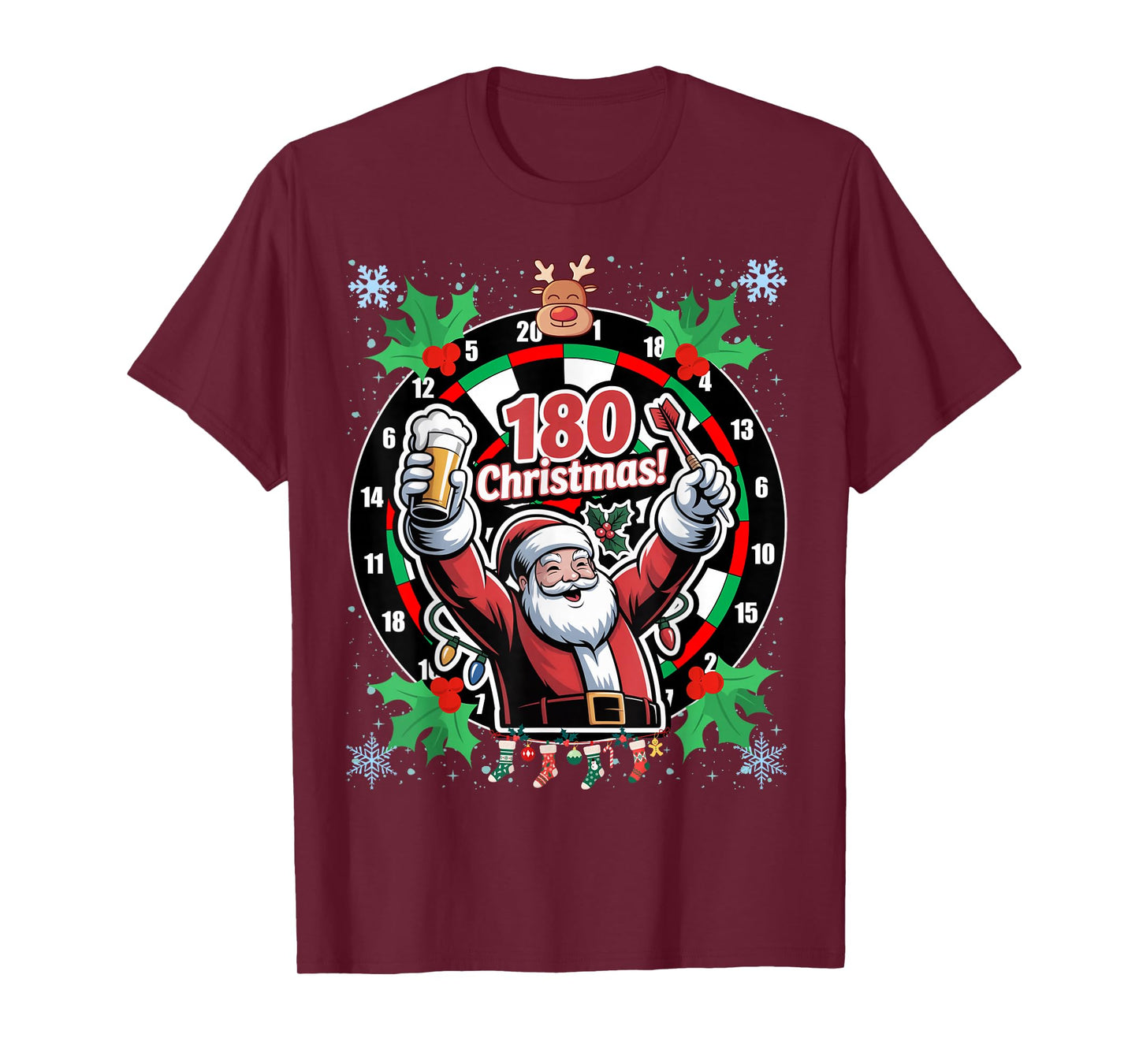 Christmas Darts & Beer 180 Santa T-Shirt