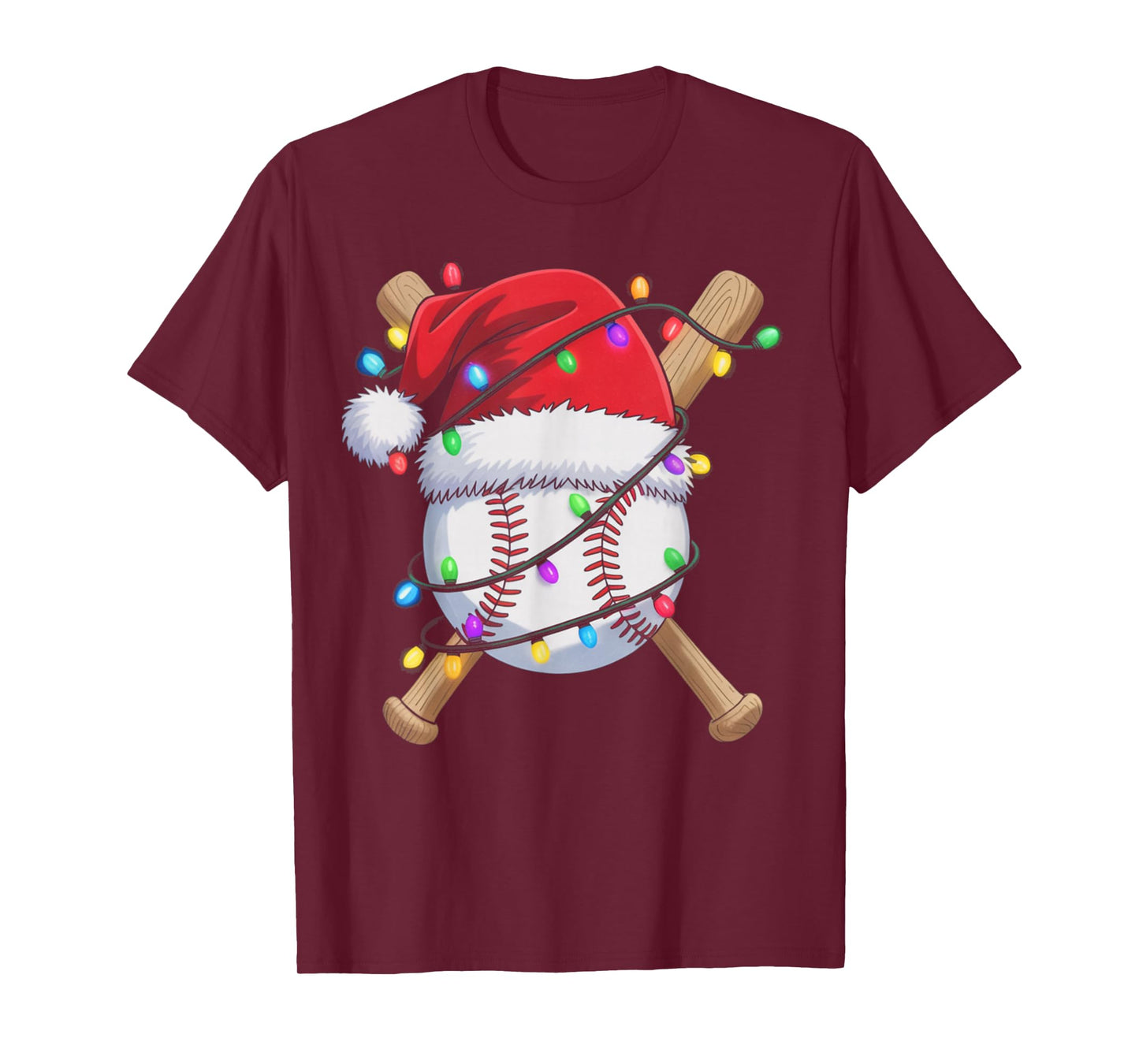 Santa Sports Design for Men Boys Christmas Baseball Player T-Shirt
