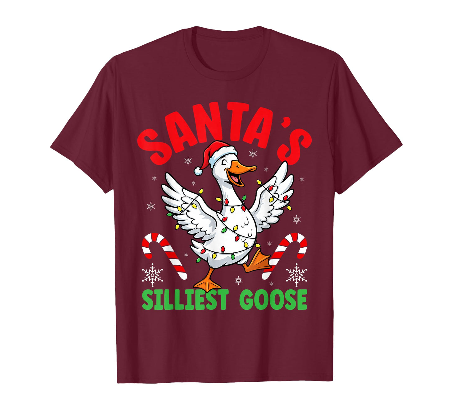 Santa's Silliest Goose Merry Christmas Silly Goose Xmas T-Shirt