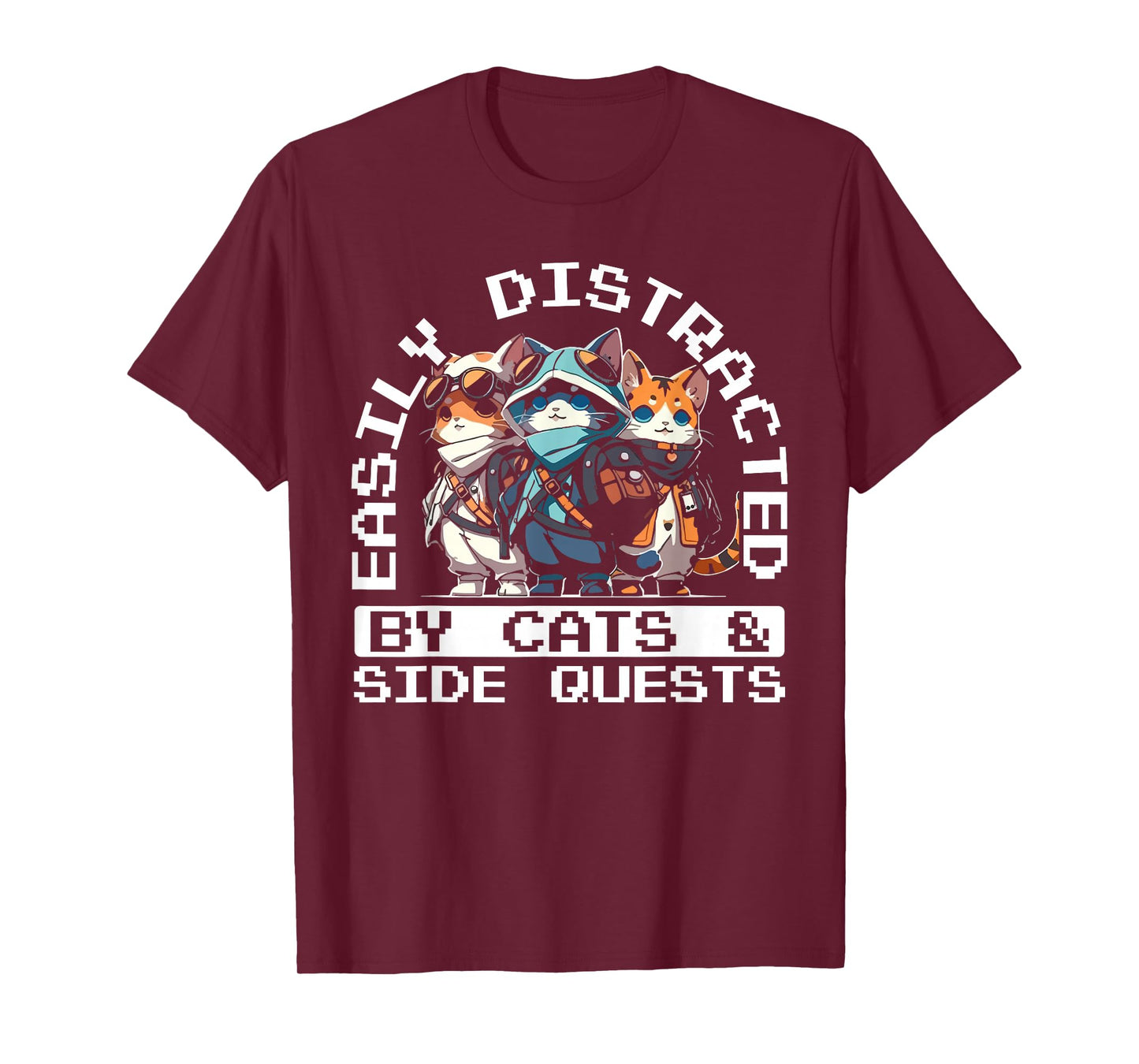 RPG Gamer Cats Distraction During Side Quest Nerdy T-Shirt