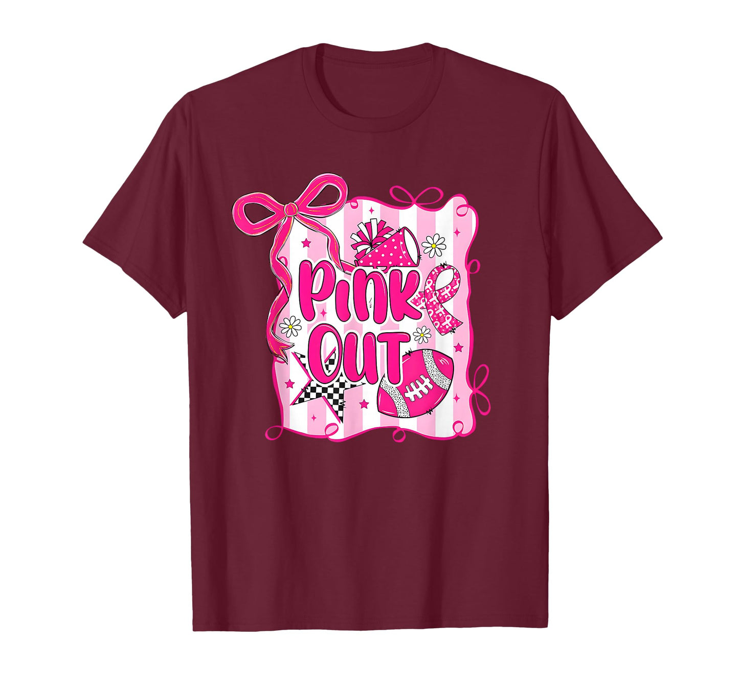 Retro Floral Pink Out Breast Cancer Awareness Tackle Cancer T-Shirt