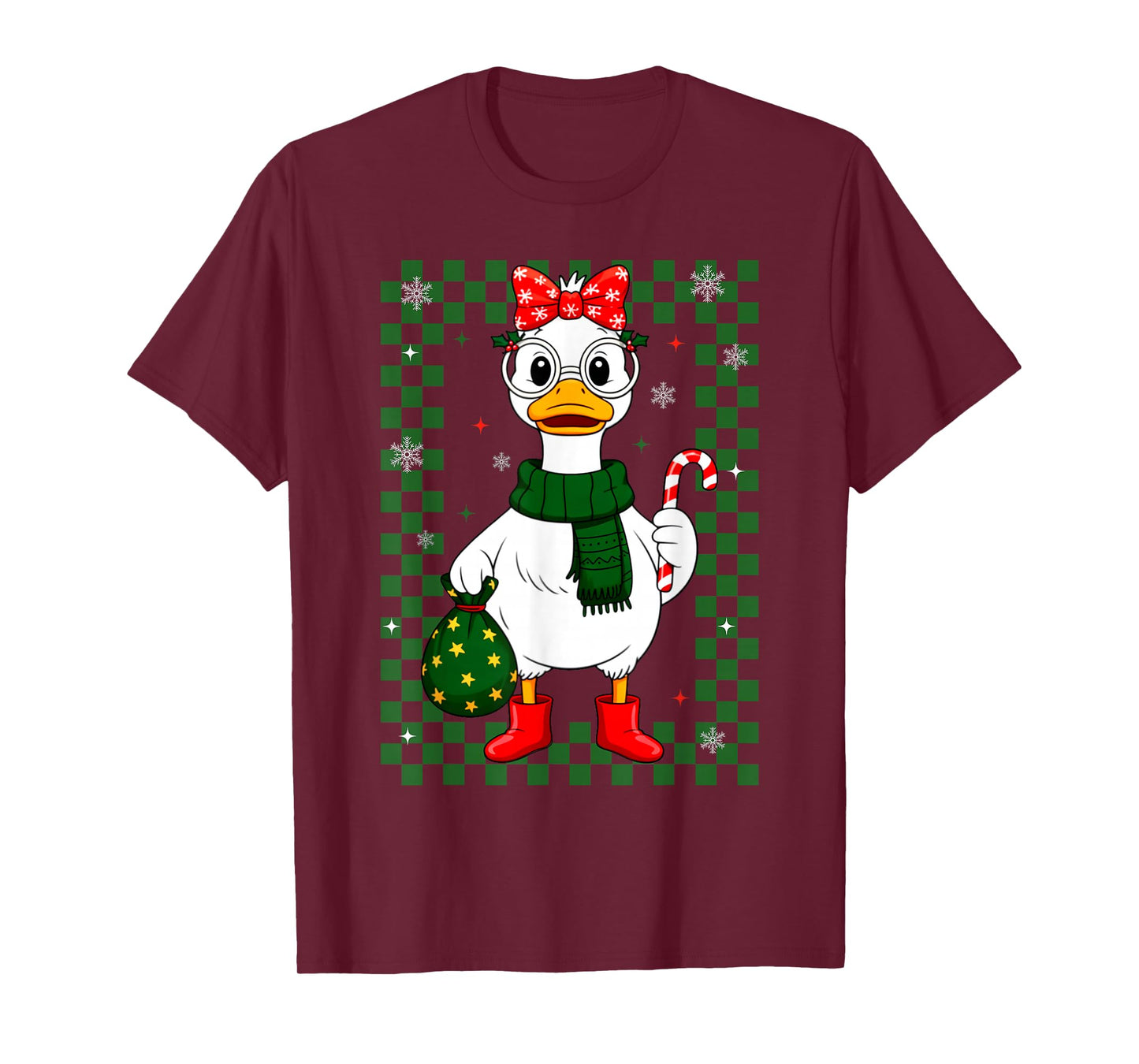 Christmas Candy Cane Goose Matching Couple Xmas Boys Girls T-Shirt