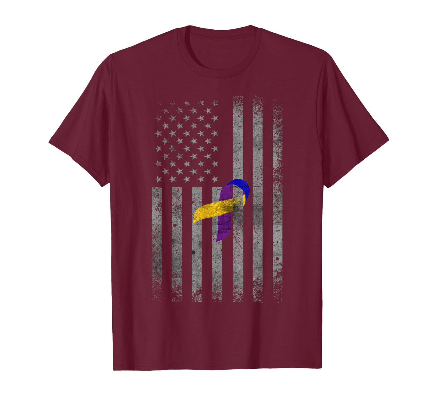 Vintage American Flag For Bladder Cancer Awareness T-Shirt