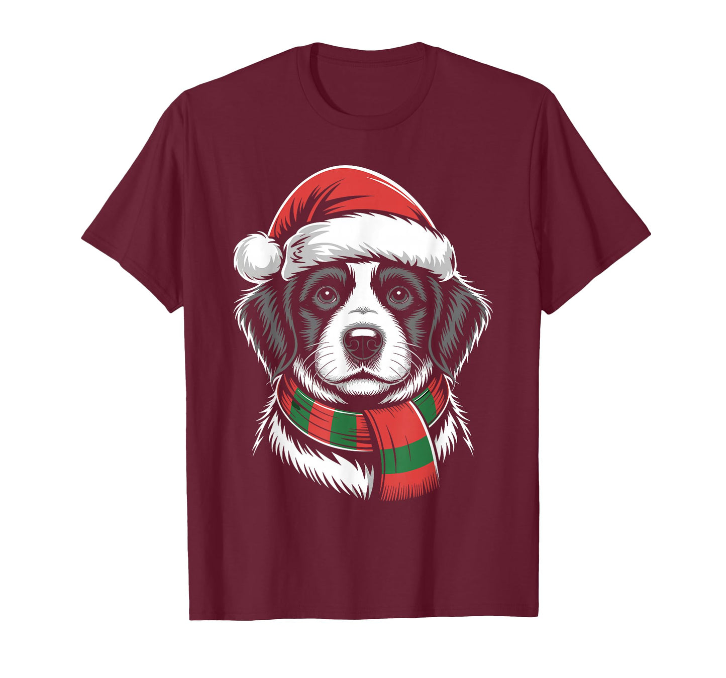Afador Dog Xmas Santa Hat Scarf Christmas Costume T-Shirt
