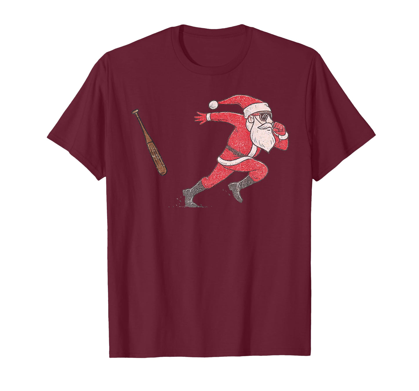 Santa Claus Playing Baseball Xmas Holiday Funny Christmas T-Shirt