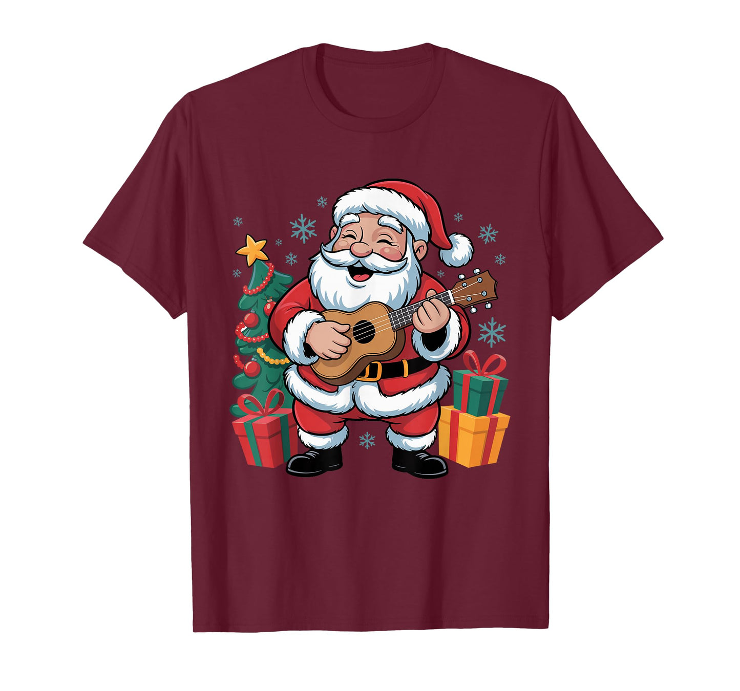 Funny Santa Playing Ukulele Holiday Chrismas Xmas Pajama T-Shirt